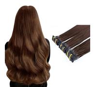 FUIBEJAE Estensioni dei capelli 6D Capelli umani, Estensione invisibile dei capelli marrone scuro Capelli vergini Remy, Estensione della piuma veloce senza traccia per le donne, 10 righe,14inch