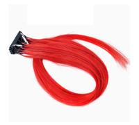FUIBEJAE estensioni dei capelli di 6D 2nd generazione per le donne, macchina dei capelli vergini 6D rapida nessuna connessione della scanalatura della traccia, 10 righe,Rosso,16inch