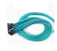FUIBEJAE estensioni dei capelli di 6D 2nd generazione per le donne, macchina dei capelli vergini 6D rapida nessuna connessione della scanalatura della traccia, 10 righe,Sky blue,28inch