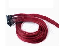 FUIBEJAE estensioni dei capelli di 6D 2nd generazione per le donne, macchina dei capelli vergini 6D rapida nessuna connessione della scanalatura della traccia, 10 righe,Dark red,28inch