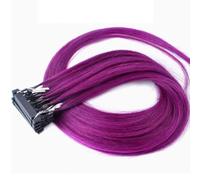 FUIBEJAE estensioni dei capelli di 6D 2nd generazione per le donne, macchina dei capelli vergini 6D rapida nessuna connessione della scanalatura della traccia, 10 righe,Purple a,16inch