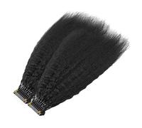 FUIBEJAE Estensioni dei capelli umani 6D Capelli ricci crespi neri Capelli vergini Remy Estensioni dei capelli invisibili di prima generazione per le donne 10 righe,16inch (40cm)