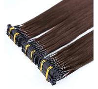 FUIBEJAE Estensioni dei capelli umani reali 6D, 20 minuti Macchina 6D veloce Nessuna traccia di connessione piuma Capelli vergini umani 10 righe 6D 1st Generation Estensioni,Marrone,A24inches