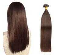 FUIBEJAE Estensioni dei capelli umani U-Tip #2 Brown Keratin Nail Tip Estensione dei capelli Nessuna traccia Capelli remy brasiliani lisci setosi per le donne, 50G100 fili,22inch