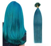 FUIBEJAE Estensioni dei capelli umani U-Tip, 20 pollici rosso cheratina punta chiodo estensione dei capelli nessuna traccia capelli remy brasiliani lisci setosi per le donne, 50G100 fili,#blue