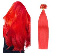 FUIBEJAE Estensioni dei capelli umani U-Tip, 20 pollici rosso cheratina punta chiodo estensione dei capelli nessuna traccia capelli remy brasiliani lisci setosi per le donne, 50G100 fili,#red