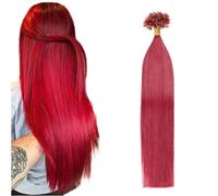 FUIBEJAE Estensioni dei capelli umani U-Tip, 22 pollici evidenziare l'oro cheratina punta delle unghie estensione dei capelli nessuna traccia capelli remy lisci setosi per le donne, 50G,#burgundy