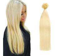 FUIBEJAE Estensioni dei capelli umani U-Tip, 22 pollici evidenziare l'oro cheratina punta delle unghie estensione dei capelli nessuna traccia capelli remy lisci setosi per le donne, 50G,#613