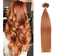 FUIBEJAE Estensioni dei capelli umani U-Tip 30# Medium Auburn Keratin Nail Tip Estensione dei capelli Nessuna traccia Capelli remy brasiliani lisci setosi per le donne, 50G100 fili,24inch