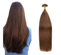 FUIBEJAE Estensioni dei capelli umani U-Tip # 4 Cheratina marrone scuro Punta delle unghie Estensione dei capelli Nessuna traccia Capelli remy brasiliani lisci setosi per le donne,16inch