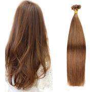 FUIBEJAE Estensioni dei capelli umani U-Tip # 6 Curry Brown Keratin Nail Tip Estensione dei capelli Nessuna traccia Capelli remy brasiliani lisci setosi per le donne, 50G100 Fili,16inch