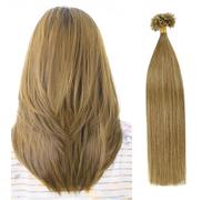 FUIBEJAE Estensioni dei capelli umani U-Tip #8 Brown Keratin Nail Tip Estensione dei capelli Nessuna traccia Setoso Liscio Brasiliano Remy Capelli per le donne, 50G100 Fili,24inch