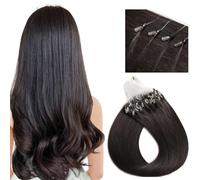 FUIBEJAE Estensioni Di Capelli Umani Micro Link Bionde Lisce Kinky, Capelli Umani Veri Con Anelli A Micro Loop in Filo Di Pesce, Umani Con Micro Perline, 50G, 100 Ciocche,Dark brown,14in