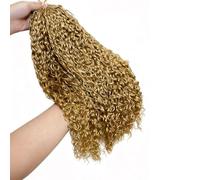 FUIBEJAE Estensioni per capelli intrecciati all'uncinetto pre-attorcigliati in capelli umani, pixie ricci, piuma, senza nodi, pre-separati, vergini per treccine all'uncinetto per donne,#27,22inch