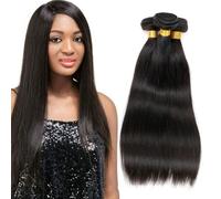 FUIBEJAE Extension di Capelli Lisci a Tenda in Capelli Umani per Donne Nere, 3 Pacchi di Capelli Umani 100% Vergini Brasiliani Non Trattati per Intrecci Veloci, Nero Naturale,24 26 28