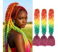 FUIBEJAE Extension di Capelli Tre Pcs con Colore Braid in 4 Toni, Parrucca Sintetica, Extension di Capelli Braid Sintetici alla Moda per Donne e Ragazze, Treccia Twisting,D4