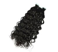 FUIBEJAE Extension per capelli a nastro, 50G 20 pezzi Nero Onde d'acqua Capelli veri umani Remy ricci, Extension a nastro invisibili con punte spesse per donne e ragazze,Italian curly,14inch