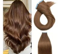 FUIBEJAE Extension per capelli a nastro in capelli umani, extension a nastro, extension Remy in capelli umani per donne, capelli setosi per aumentare il volume, 20 pezzi,Lightbrown,12inch