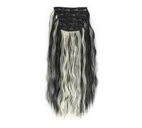 FUIBEJAE Extension per capelli castano scuro con clip, extension sintetiche ondulate e ricce con clip, ciocche di capelli naturali spesse e ondulate per donne e ragazze, 4 pezzi,#1b/613,32inch