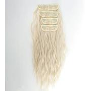 FUIBEJAE Extension per capelli castano scuro con clip, extension sintetiche ondulate e ricce con clip, ciocche di capelli naturali spesse e ondulate per donne e ragazze, 4 pezzi,#60,32inch