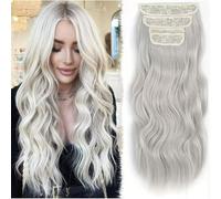 FUIBEJAE Extension per capelli clip-in nere e bionde da 20 pollici, pezzi di capelli sintetici per donne,#613b