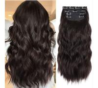 FUIBEJAE Extension per capelli clip-in nere e bionde da 20 pollici, pezzi di capelli sintetici per donne,#6a