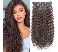 FUIBEJAE Extension per Capelli con Clip, 4 Pezzi 11 Clip Capelli Sintetici Parrucca Capelli Ricci, Extension con Clip Invisibile con Punte Spesse per Donne e Ragazze Nere,#4