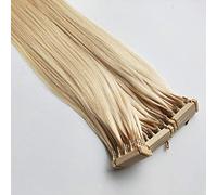 FUIBEJAE Extension per capelli seconda generazione 6D per donne e ragazze, capelli veri e naturali, possono essere permanentati e tinti senza annodarsi, cinque ciocche in fila,D'oro,14”(35 cm)