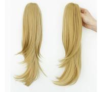 FUIBEJAE Extension per coda di cavallo con cordoncino, coda di cavallo con clip a artiglio da 18 ", estensione con clip in code di lunghe e ricce, pezzo di capelli sintetici per donne,#22