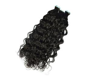 FUIBEJAE Extensions per capelli a nastro in capelli umani, colore naturale, extensions invisibili in capelli veri Remy per donna, senza cuciture, 50G 20 pezzi/confezione,Italian curly,28inch
