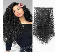 FUIBEJAE Extensions Per Capelli Con Clip Da 26 Pollici, Pezzo Di Parrucca in Fibra Chimica, Lunga A Rotolo, Stile Clip, Capelli Ricci, Pezzo Di Lungo, Morbido E Naturale Per Donne, 6 Pezzi,1b#
