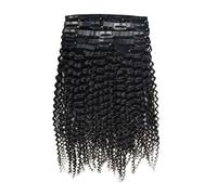 FUIBEJAE Extensions per Capelli Ricci Kinky, Extensions per Capelli Umani Clip-in con Weft in PU, Extensions Ricci Clip-in, Ciocche Invisibili per Donne Uso Quotidiano, 6 Pezzi,18inch (45cm)