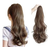 FUIBEJAE Fiore di pera rotolo coda di cavallo estensione artiglio 18 pollici riccio ondulato clip in parrucchino coda di cavallo estensioni dei capelli lunga per le donne uso quotidiano,Light brown