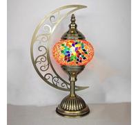 FUIBEJAE Lampada da Tavolo Turca Lampada da Tavolo a Mosaico a Forma di Luna Lampada da Tavolo da Tavolo da Comodino Marocchino Paralume Vintage Antico Bohémien Fatto a Mano,H