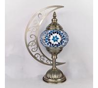 FUIBEJAE Lampada da Tavolo Turca Lampada da Tavolo a Mosaico a Forma di Luna Lampada da Tavolo da Tavolo da Comodino Marocchino Paralume Vintage Antico Bohémien Fatto a Mano,A