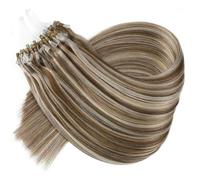 FUIBEJAE Micro Anelli Perline Punte Remy Estensioni Dei Capelli Micro Anello Loop Estensioni Dei Capelli Umani Setoso Dritto per Le Donne Stile di Bellezza, 50G 100 Fili,24"