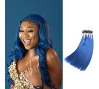 FUIBEJAE Micro Anello Estensioni Dei Capelli Umani, Blu Lungo Micro Loop Estensioni Dei Capelli Veri Dei Capelli Umani Micro Link Estensioni Dei Capelli Dritto per Le Donne, 100G 100 Fili,18inch