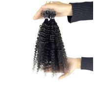 FUIBEJAE Micro Link Estensioni Dei Capelli Umani Linea Di Pesce Micro Bead Reale Estensione Dei Capelli Umani Afro Curls Micro Loop Anello Estensioni Dei Capelli, 100G 100 Fili,18inch
