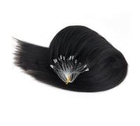 FUIBEJAE Micro Link Estensioni Dei Capelli Umani Linea Di Pesce Micro Bead Vera Estensione Dei Capelli Umani Nero Dritto Micro Loop Anello Estensioni Dei Capelli, 100G 100 Fili,12inch