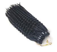 FUIBEJAE Micro Link Estensioni Dei Capelli Umani Nero Riccio Micro Anello Capelli Veri Naturale Pre Bonded Estensioni di Capelli per Festa di Nozze Cosplay 50G 100 Fili,26”(65 cm)