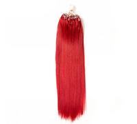 FUIBEJAE Micro Link Estensioni Dei Capelli Umani Rosso Dritto Micro Loop Anello Estensioni Dei Capelli Linea Di Pesce Micro Bead Vera Estensione Dei Capelli Umani per Le Donne, 100G,24inch