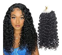 FUIBEJAE Micro Loop Anello Estensioni Dei Capelli, Nano Anelli Parrucchino Capelli Umani, Nero Setoso Crespo Riccio Freddo Fusione Pre Bonded Facile Indossare con Micro Perline, 100G 100 Fili,20inch