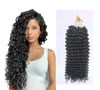 FUIBEJAE Micro Loop Estensioni Dei Capelli Umani per Le Donne, Profondo Riccio Naturale Nero Micro Perlina Dei Capelli Reale Remy Micro Anello Pezzo di Capelli, 50G 100 Fili,20inch