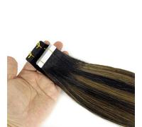 FUIBEJAE Nastro in Estensioni dei Capelli, 100G 40Pcs 18Inch #1B P1B / 8 Vero Umano Remy Capelli Lisci, Nastro Invisibile in Estensioni con Estremità Spesse per Le Donne Ragazze,20inch