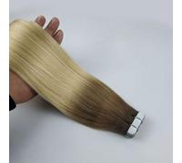 FUIBEJAE Nastro in Estensioni Dei Capelli, 50G 20Pcs Marrone E Bionda Vero Umano Remy Capelli Lisci, Nastro Invisibile in Estensioni con Estremità Spesse per Le Donne Ragazze,16inch