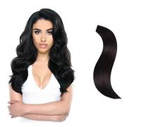 FUIBEJAE Nastro in Estensioni Dei Capelli Veri Remy Capelli Umani Setoso Morbido Capelli Lisci Invisibile Colla Clip in Estensione Dei Capelli Per Le Donne, 50G 20 Pz,Nero,22"
