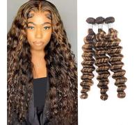 FUIBEJAE P4/27# Onde del Corpo 3 Pacchi Capelli Umani Mossi Non Trattati Brasiliani Vergini Remy Capelli Lisci Pacchi di Extension Capelli Rapida per Donne Nere,Loose deep,24 26 28inch