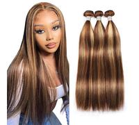 FUIBEJAE P4/27# Onde del Corpo 3 Pacchi Capelli Umani Mossi Non Trattati Brasiliani Vergini Remy Capelli Lisci Pacchi di Extension Capelli Rapida per Donne Nere,Straight,22 24 26inch