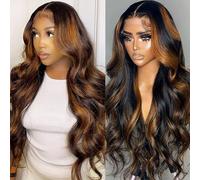 FUIBEJAE Parrucche Front Lace 13X4 HD Deep Wave in Capelli Umani, Densità 150%, Parrucca Ondulata Bagnata Vergine Brasiliana, Pineapple Wave per Donne Nere, #p1b/30,180%,14inch