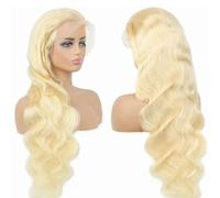 FUIBEJAE Parrucche Front Lace HD Deep Wave in Capelli Umani Biondi 613 13x4, Densità 150%, Parrucca Vergine Brasiliana Mossi Bagnati Ondulati, Pineapple Wave per Donne Nere,14INCH